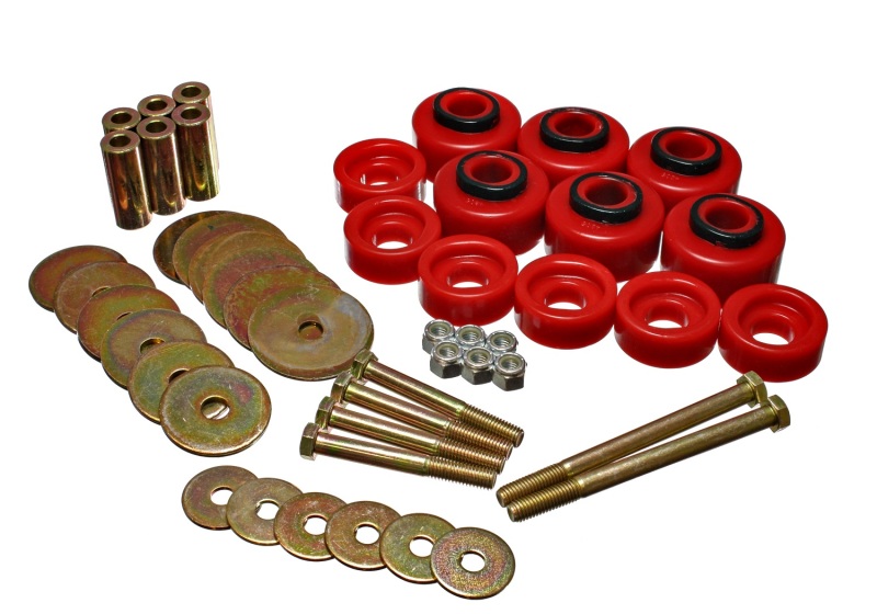 Ford F-150 Body Mount Bushing Kit - Energy Suspension - Hyper-Flex Polyurethane - Red - `97-`03
